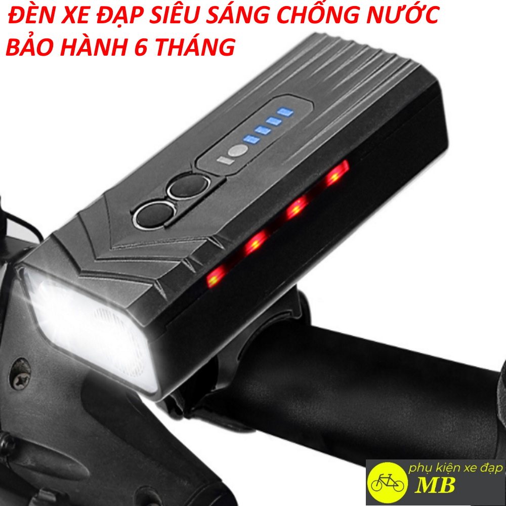 đèn xe đạp thể thao siêu sáng chống nước pin trâu 2 led nhiều chế độ sáng pin sạc usb có tính năng sạc dự phòng DP05  tặng kèm dây sạc