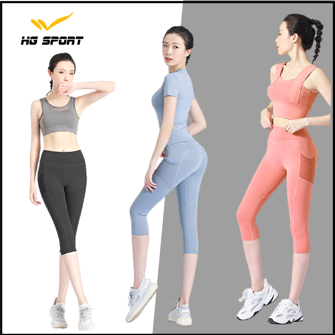 Quần Tập Yoga, Gym, Thể Thao Nữ , Quần Lửng Phối Túi Lưới Cạnh Cao Cấp, từ 42-55 kg QLT404