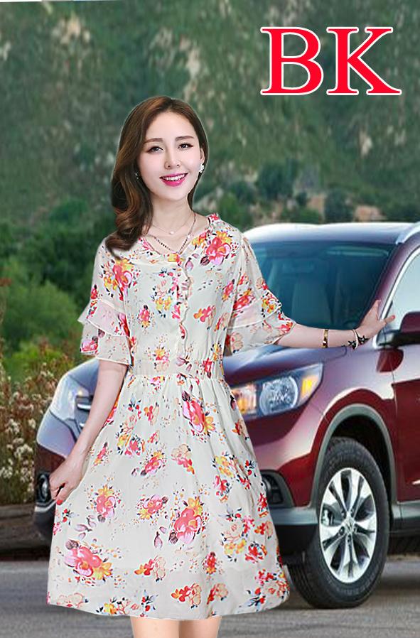 Đầm voan hoa lụa đẹp tinh tế sang trong quý phái cam kết y hình 100%