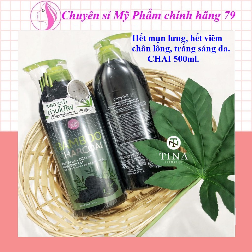 Sữa Tắm Than Tre Tr i Mụn Lưng, Sữa Tắm Cathy Doll 500ml, Trắng Da, Cấp Ẩm Dưỡng Da