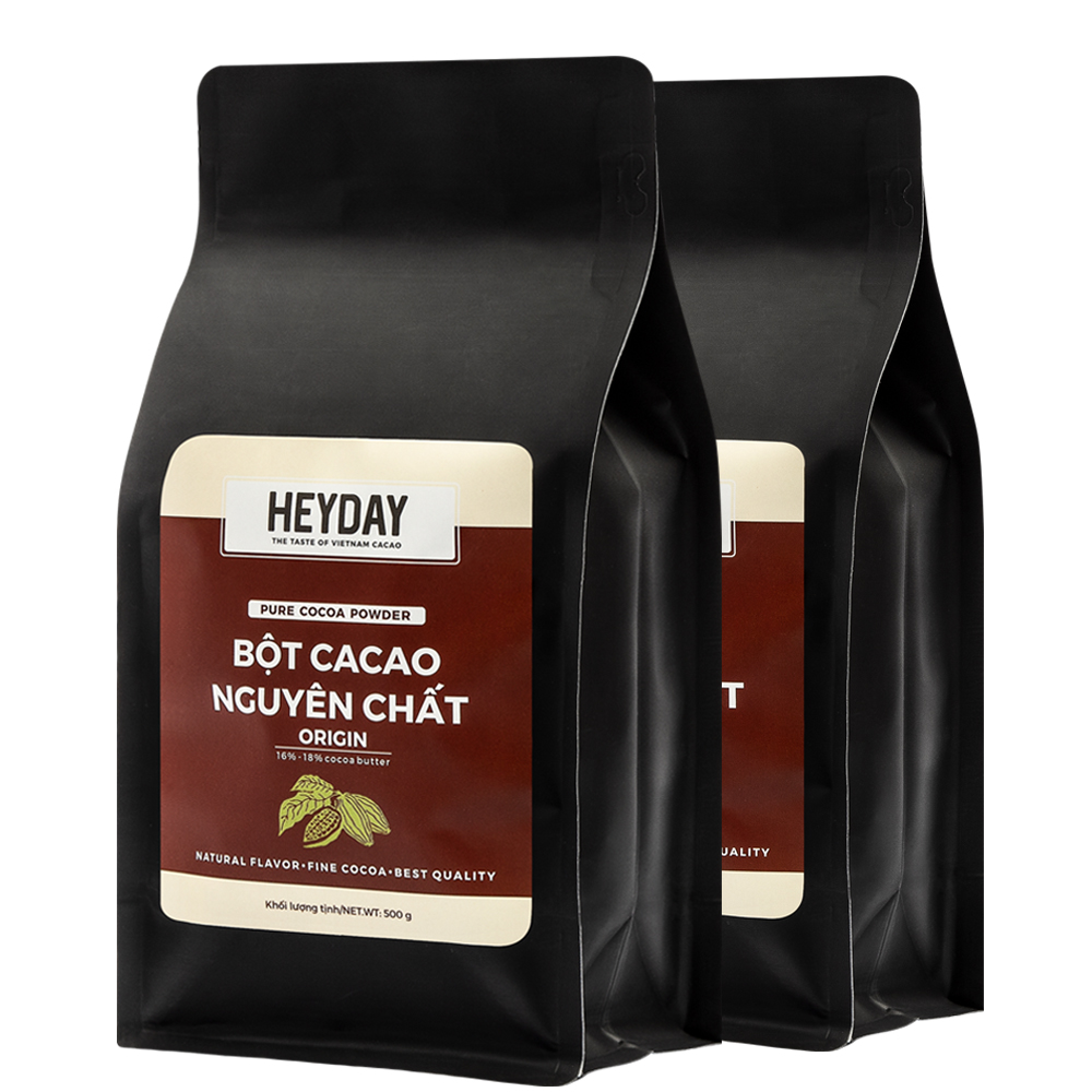 1kg Bột cacao nguyên chất 100% Việt Nam - Dòng Origin thượng hạng - Chuẩn UTZ Quốc Tế - Heyday Cacao