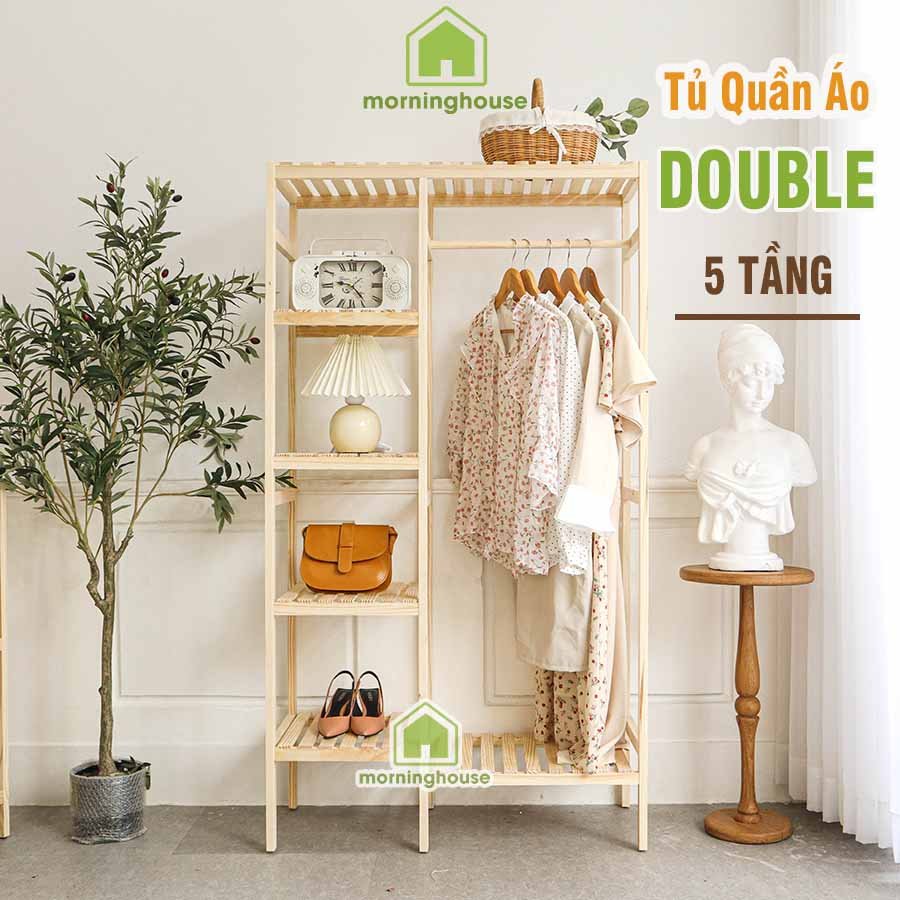 Tủ quần áo decor phòng ngủ Morning House -Tháo lắp dễ dàng, treo đồ tiện lợi và gọn gàng hơn, gỗ nguyên khối chắc chắn. Kích thước 87x150 cm