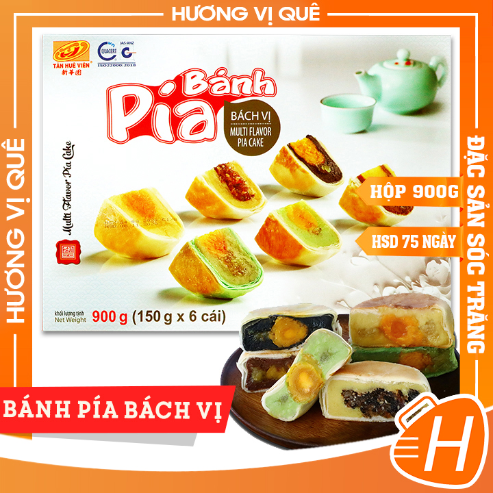 Bánh pía bách vị tân huê viên - hộp 6 bánh 6 vị riêng biệt - đặc sản sóc trăng