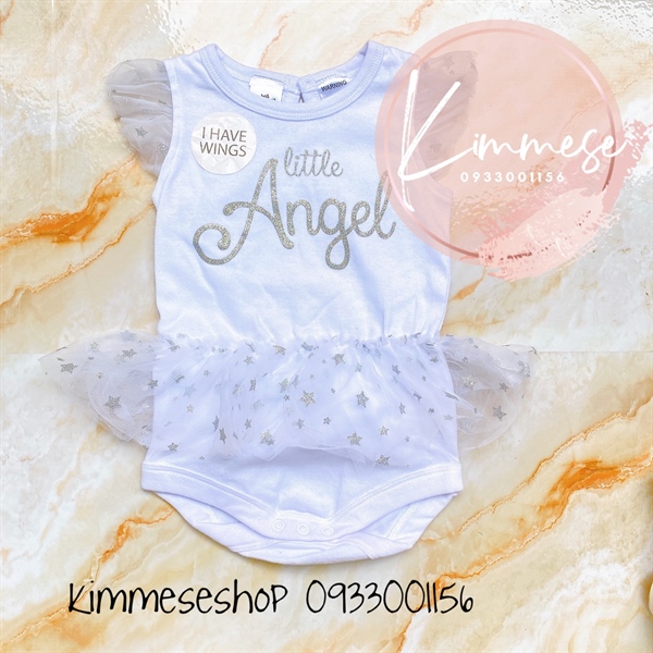 Romper Body Váy Bé Gái Angel Trắng