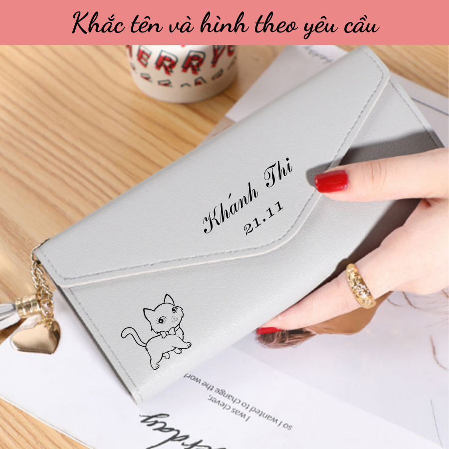Ví bóp nữ cầm tay - ví nữ dài khắc tên theo yêu cầu - quà 20/10- quà sinh nhật- quà 8/3 - quà noel ý nghĩa cho bạn gái