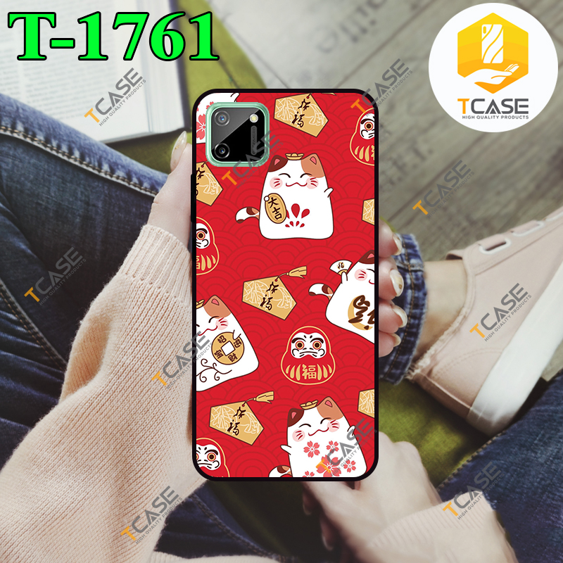 Ốp lưng realme c11 in hình mèo thần tài phần b