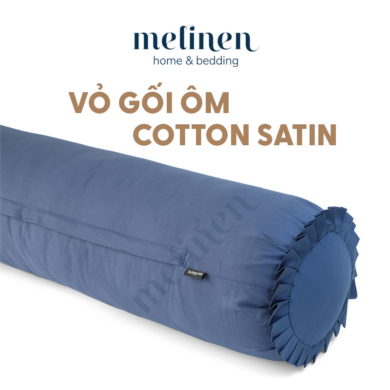 Vỏ Gối Ôm Cotton Satin Màu Trơn Melinen 35x100cm có khoá kéo