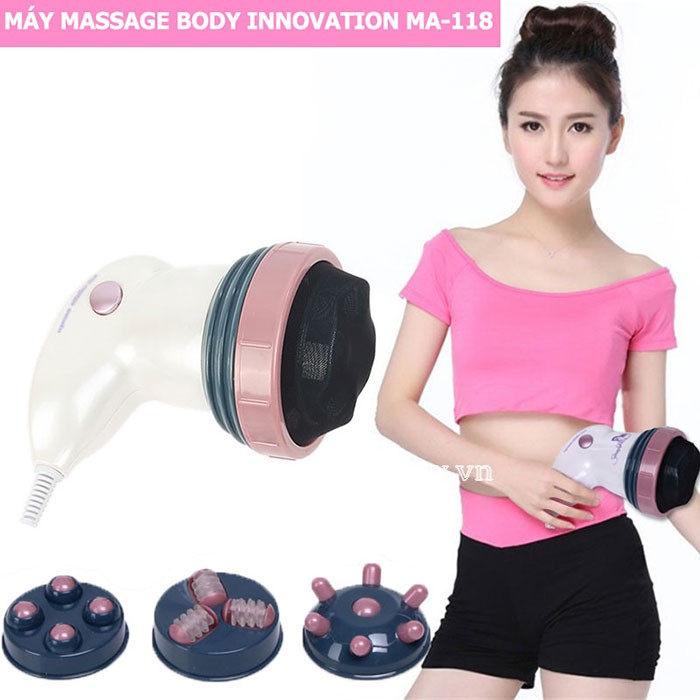 Máy massage cầm tay, máy massage cầm tay nhật bản body innovation 4 đầu massage, 6 cường độ, chế độ rung lắc thư giãn, giảm mỡ hiệu quả