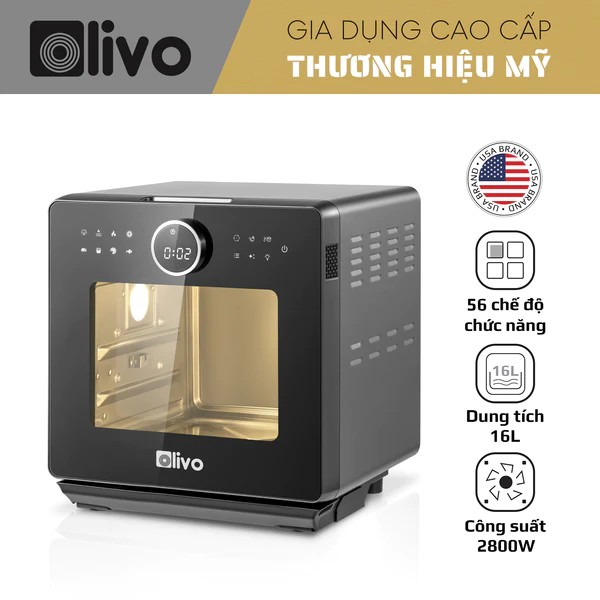 Nồi chiên hơi nước olivo sf16 pro - thương hiệu mỹ - dung tích 16l - công suất 2800w - dễ vệ sinh