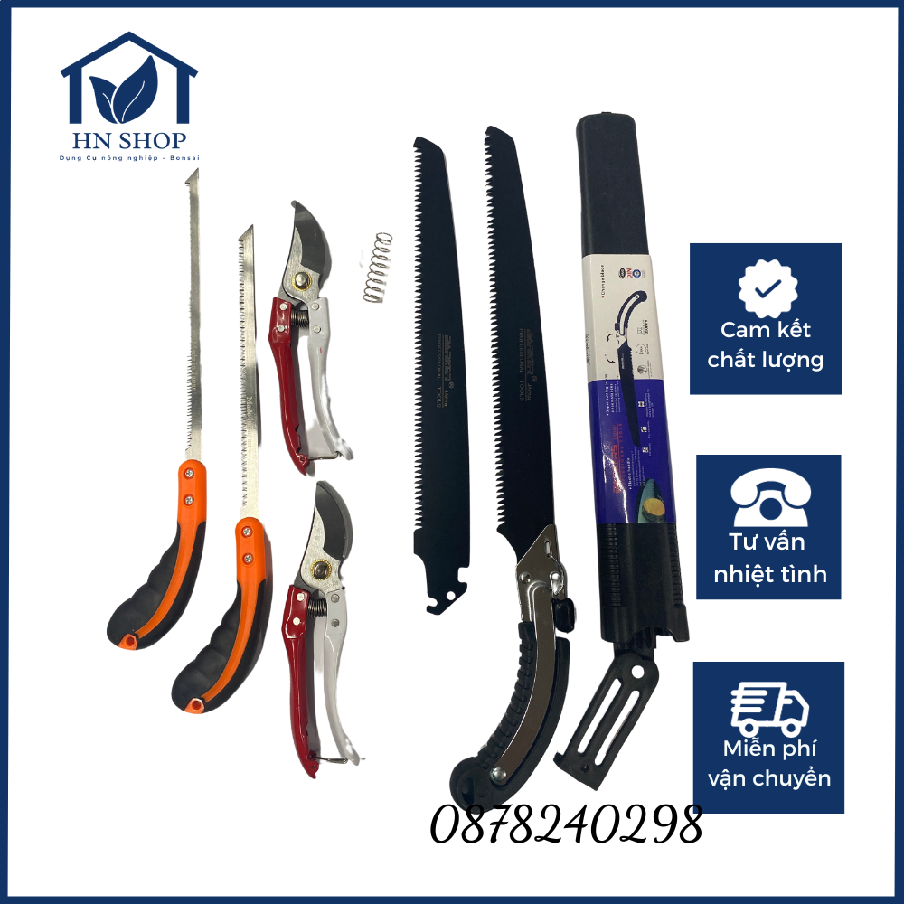 Bộ 6 Món Cắt Tỉa Cây Cảnh Bonsai-CB14 ( Cưa Baker ,Lưỡi Baker,2 Cưa Lách,2 Kéo Cắt Cành 1 CT) Dụng Cụ Nông Nghiệp HN SHOP