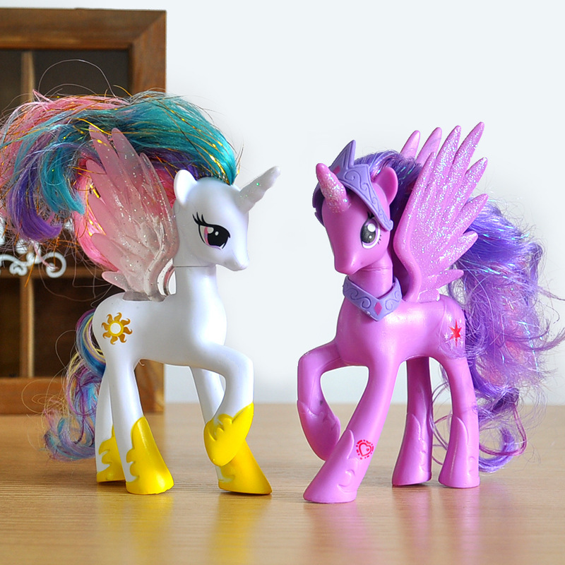 Combo Ngựa Thiên Thần Pony14cm (Twilight Sparkle&Rarity)Tặng 2 Lược Chải Tóc