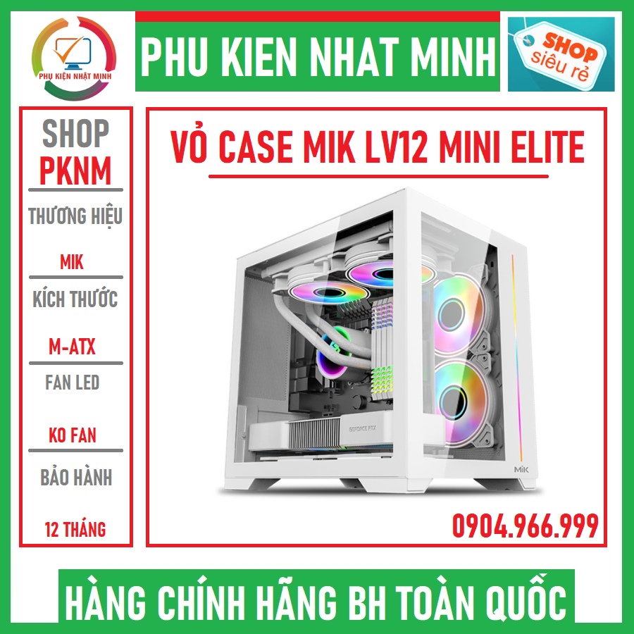 Vỏ case máy tính mik lv12 mini elite - black /white bh 12th
