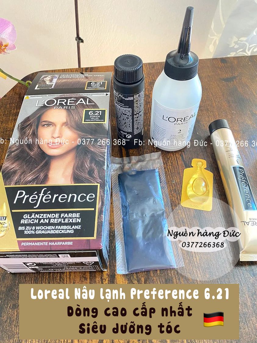 Thuốc nhuộm tóc Loreal Nâu lạnh Preference 6.21 chuẩn Đức- Nguồn hàng Đức