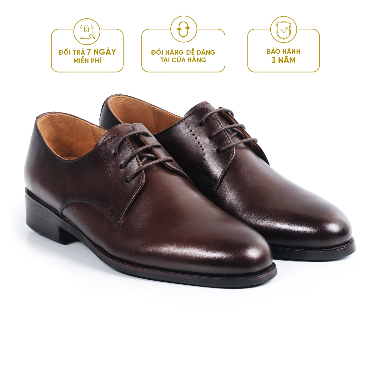 Giày Tây Cao Cấp CLASSY DERBY - DB20 - Da Bò Ý Lót Trong Da Bò Mộc - Thương hiệu Be Classy