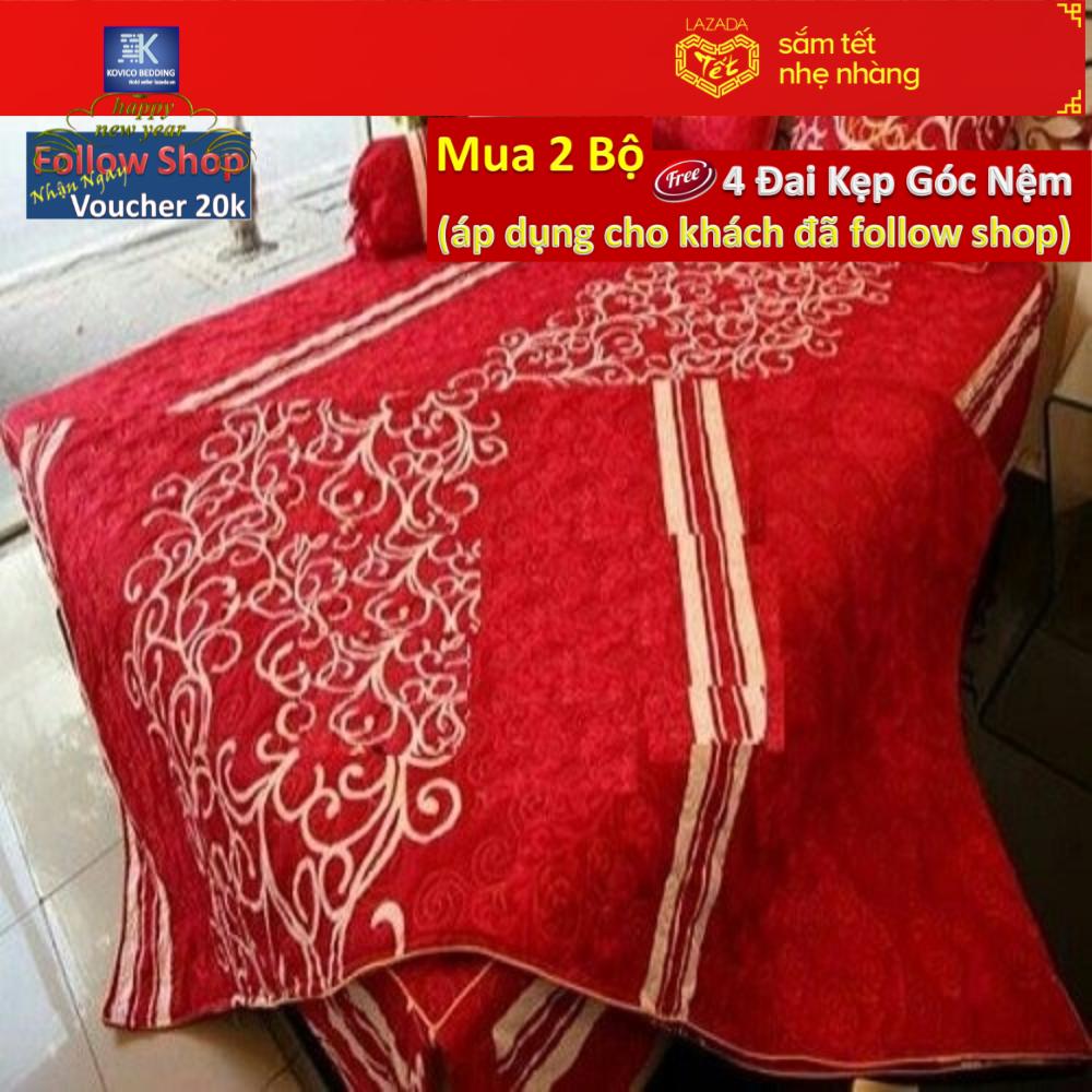 Bộ chăn ga gối phủ móc biển đỏ