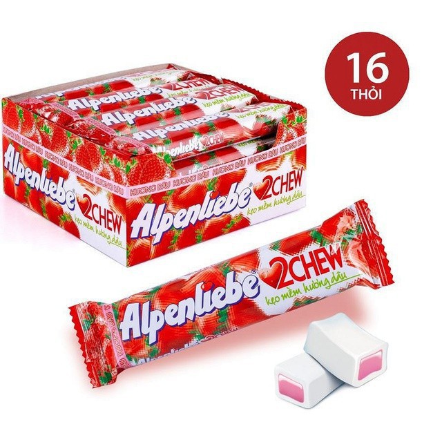 Kẹo Alpenliebe 2 Chew mềm hương trái cây hộp 16 thỏi