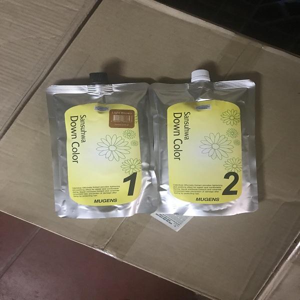 Nhuộm túi phủ bạc thảo dược thời trang màu nâu sáng mugens sansuhwa down color light brown 2 x 450g