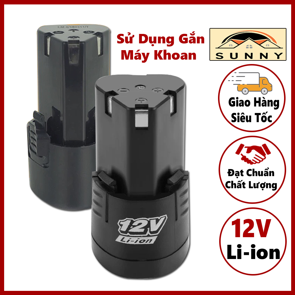 Pin li-ion 12v có sạc sử dụng cho máy khoan pin - pin máy khoan, pin lithium, pin 12v pin 12v cho các dòng máy khoan pin 12v hitachi makita votokomax - phụ kiện gia dụng sunny
