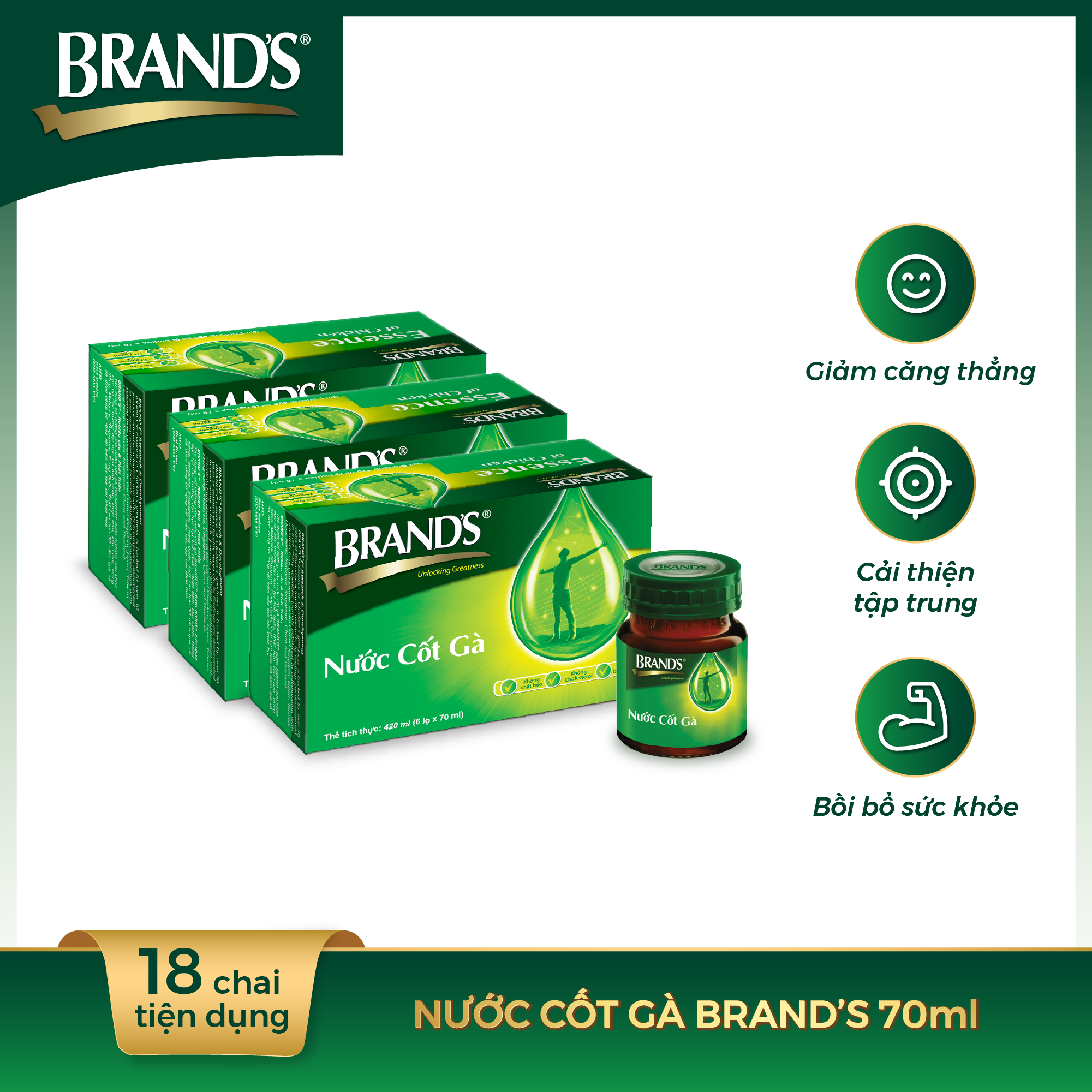 Combo 3 hộp 6 chai nước cốt gà brand's