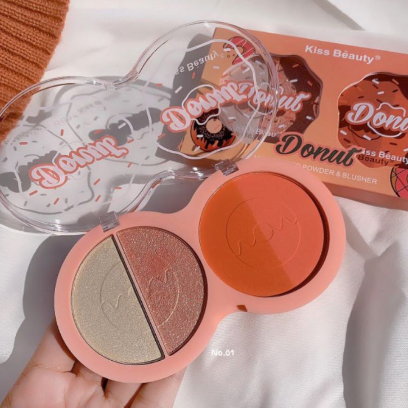 Má hồng & Bắt sáng 4 ô Donut Kiss Beauty