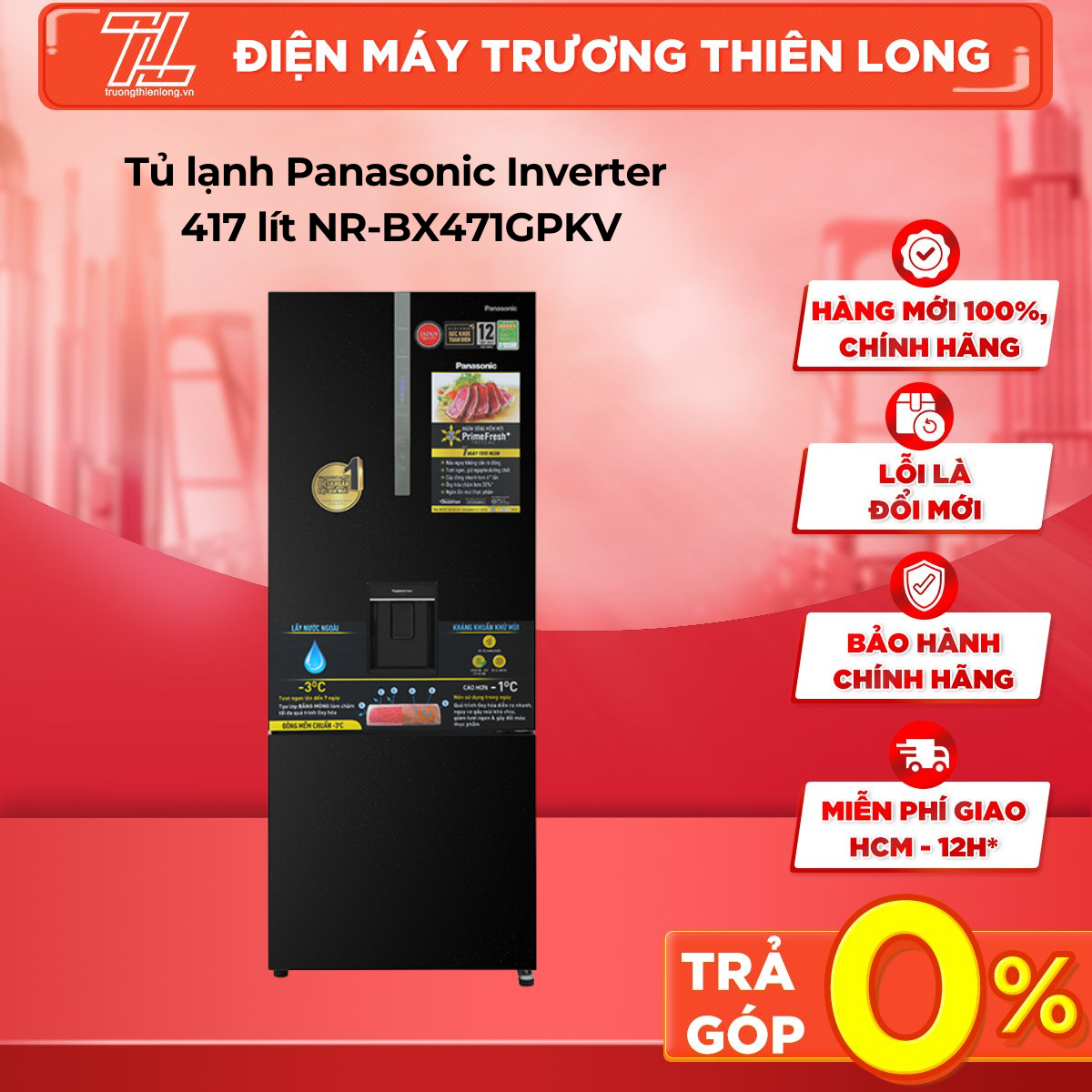 Tủ lạnh inverter panasonic 417 lít nr-bx471gpkv mới 2021 - hàng chính hãng - trả góp 0% - giao toàn quốc