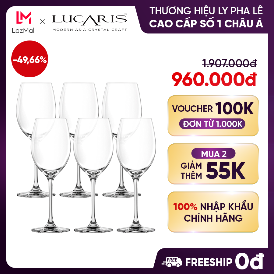 Bộ ly uống rượu vang đỏ pha lê cao cấp lucaris cabernet 470ml nhập khẩu chính hãng độ bền cao - bangkok cabernet s01cb17