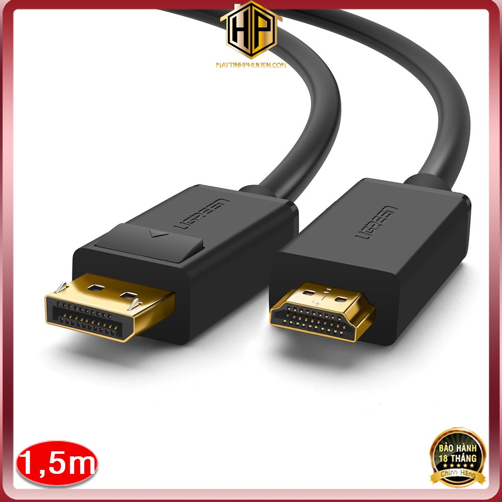 Ugreen 10239 - cáp displayport to hdmi dài 1,5m fullhd chính hãng