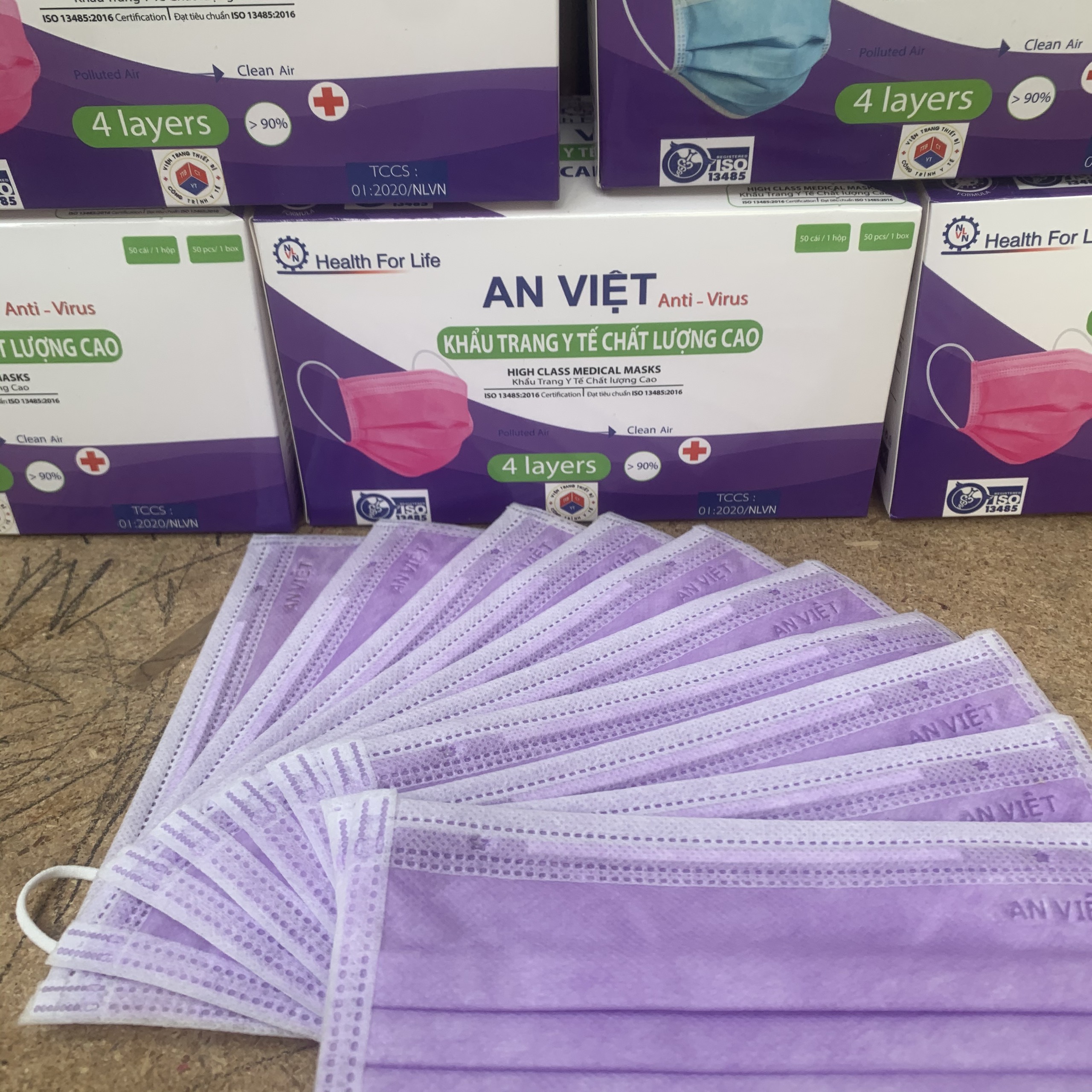 [HCM][HÀNG LOẠI 1 DÀY CAO CẤP] Khẩu trang y tế 4 lớp kháng khuẩn Hộp 50 cái (Đóng gói 5 bịt)