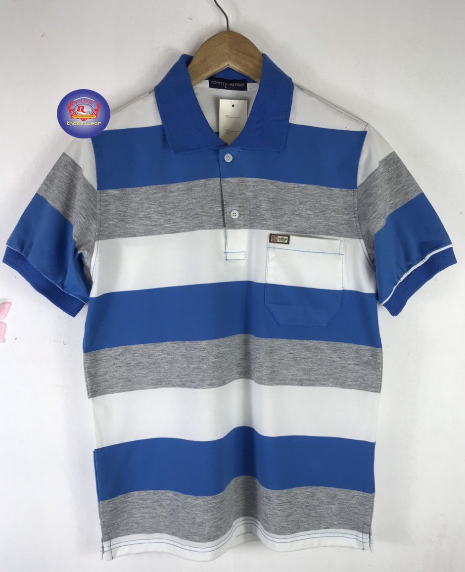Áo polo nam trung niên tay ngắn ba sọc vải cotton co giãn bền màu - 7