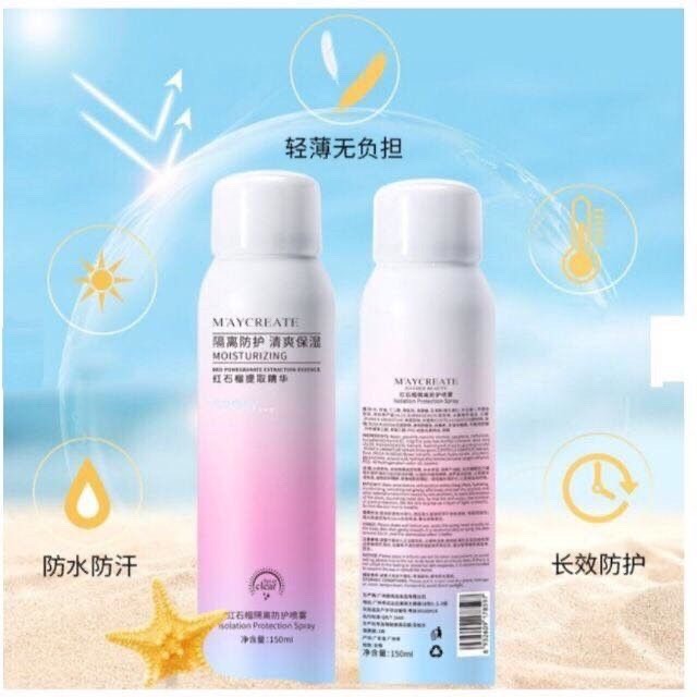 Xịt Chống Nắng Trắng Da Maycreate 150ml Nội Địa Trung