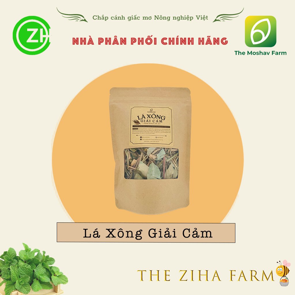 Lá Xông Giải Cảm Thảo Dược The Moshav Farm Thải Độc Xông Phòng Diệt Khuẩn Ngâm Chân Tắm Bé Gói 100g