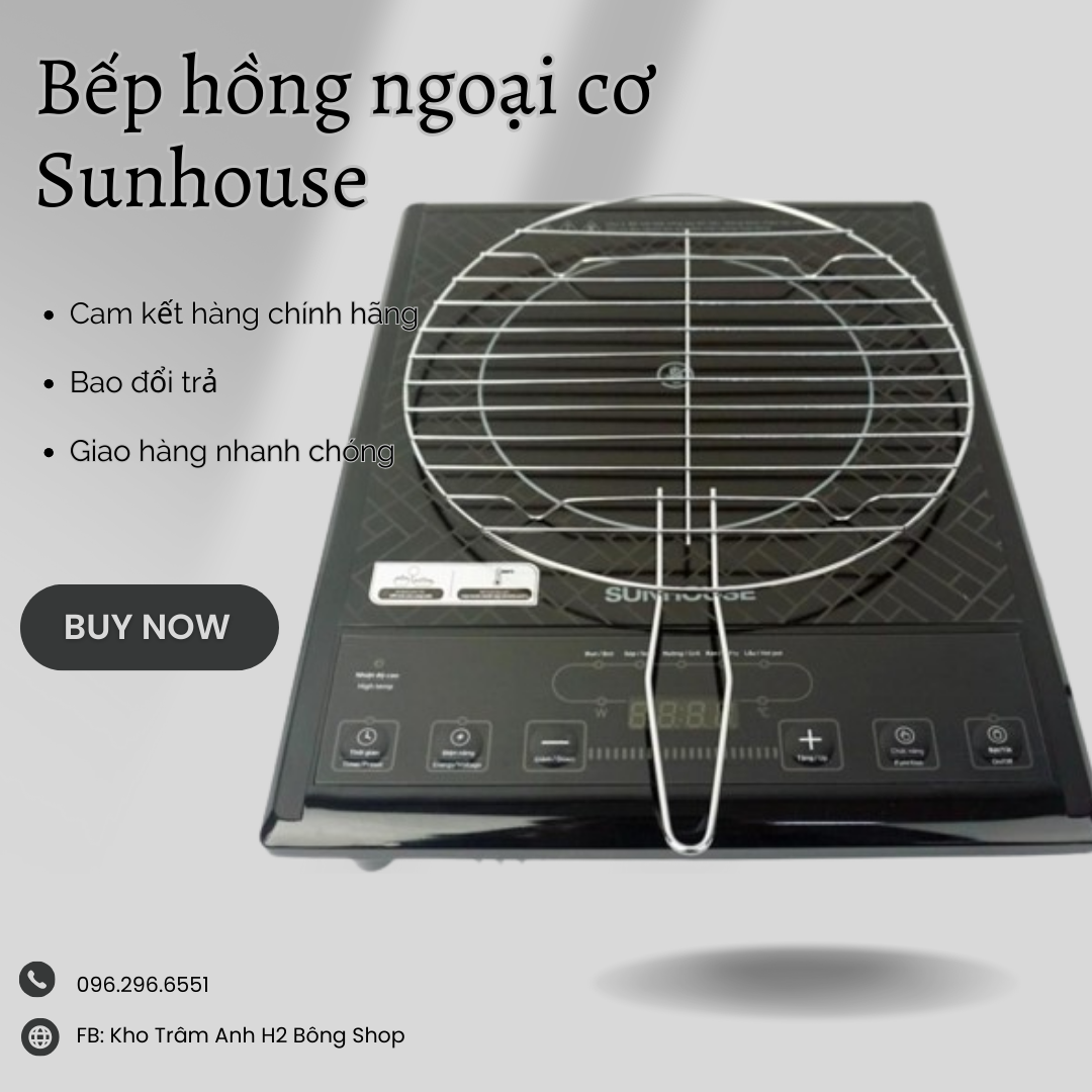 Bếp Hồng Ngoại Cơ Sunhouse SHD6011 2000W Có Tiết Kiệm Năng Lượng - Bề Mặt Kính Cường Lực - Điều Khiển Tiếng Việt