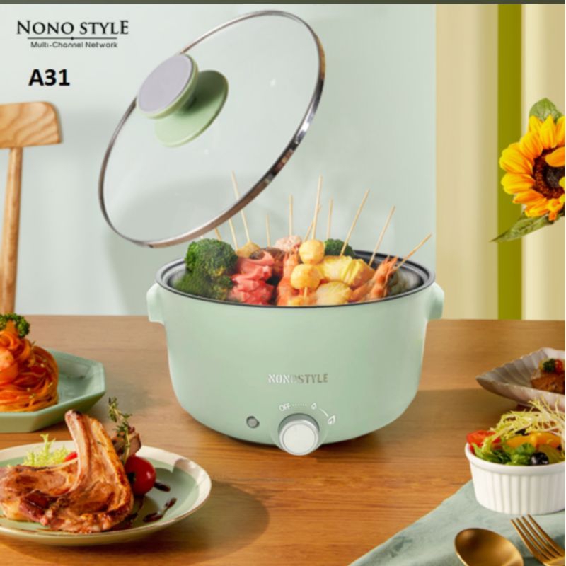 Nồi Điện Đa Năng Nhật bản  Nonostyle XP-A31 Green 3L Dung Tích 3 lít thích hợp 1-6 người ăn.Nồi lẩu điện đa chức năng có thể Nấu cơm, Nấu cháo, Nấu canh, vv .Hàng cao cấp