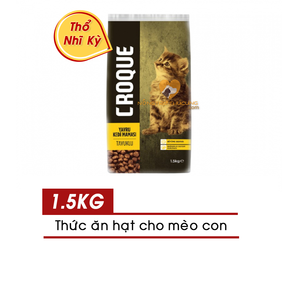 Thức ăn hạt cho mèo con croque 1.5kg - vị gà gạo -