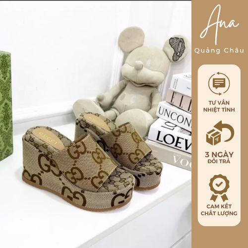 Dép lê nữ thời trang xuồng gucci nâng đế 9ph mẫu mới fullbox Ana QC