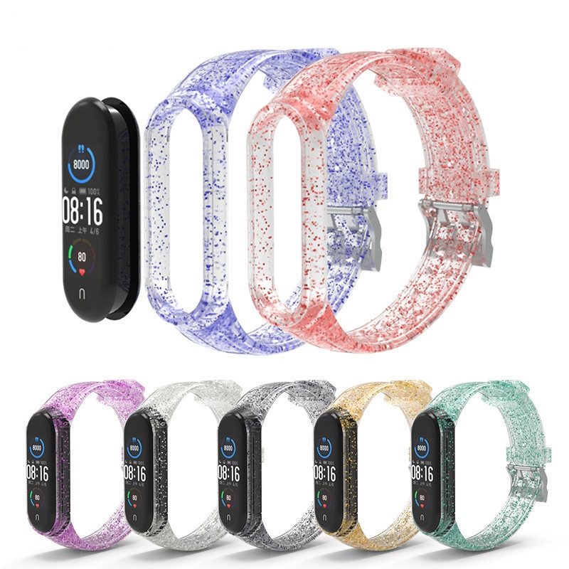 Glitter Strap for Xiaomi Mi band 5 4 Transparent Silicone Replacement