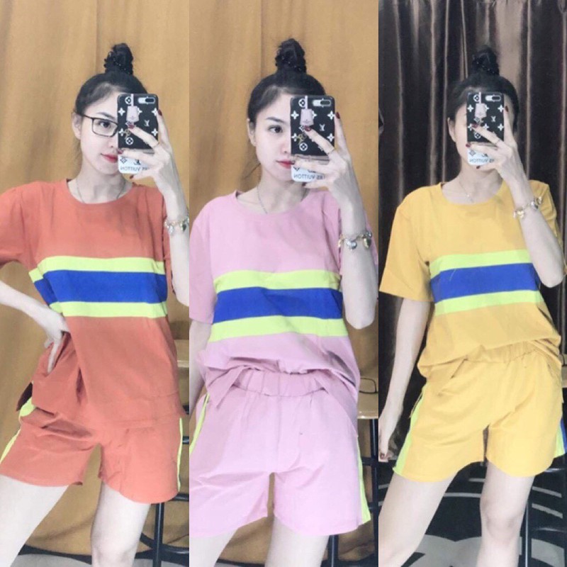 Set bộ coton đùi phối sọc năng động - mttd44
