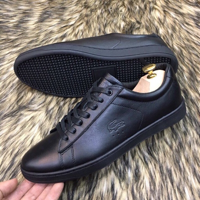 Giày LC Da Bò Xịn Da Trơn Màu Đen Đế Đen - Bảo Hành 24 Tháng