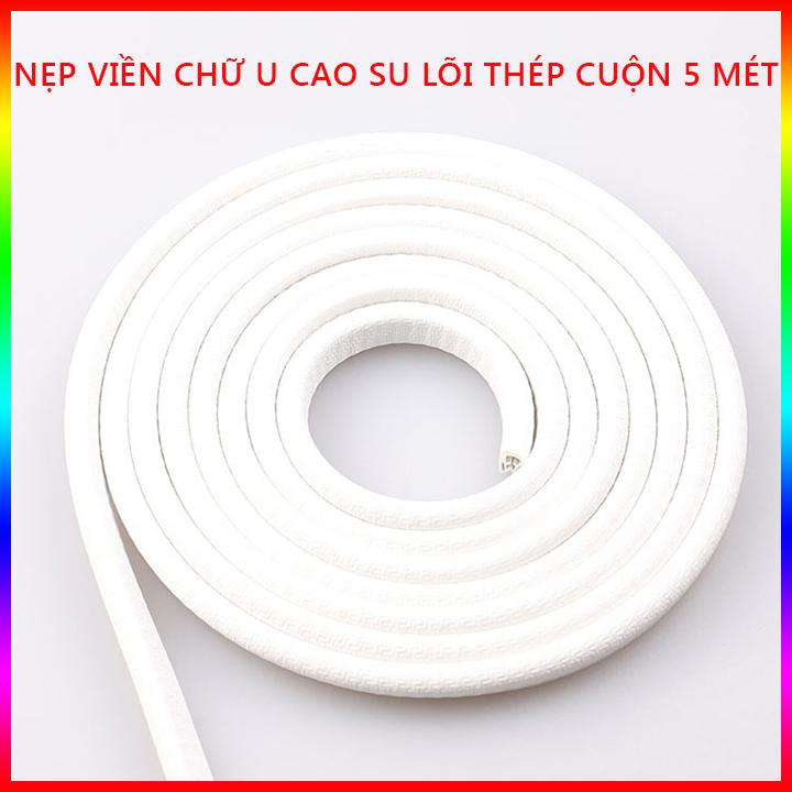 Màu Trắng - Nẹp chữ u cao su lõi thép dán chống xước chống va đập viền cửa ô tô cuộn 5 mét, nẹp chữ U chống va đập viền cửa ô tô