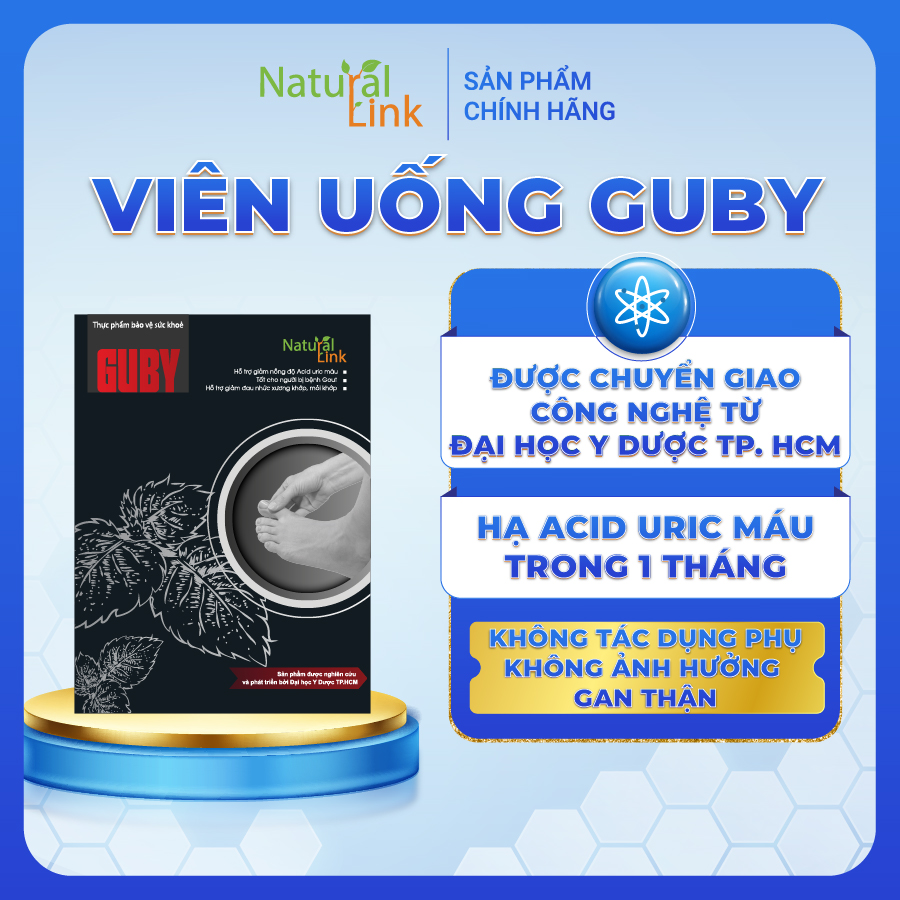 GUBY - Hạ Acid uric không gây tác dụng phụ ( Nghiên cứu bởi ĐH Y Dược TP.HCM) - Hộp 30 viên