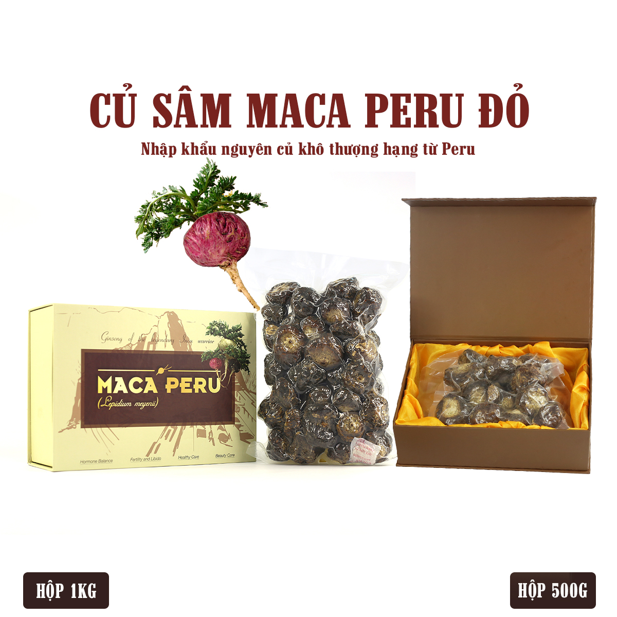 SÂM CỦ MACA PERU ĐỎ KHÔ ngâm rượu, sắc thuốc, pha trà