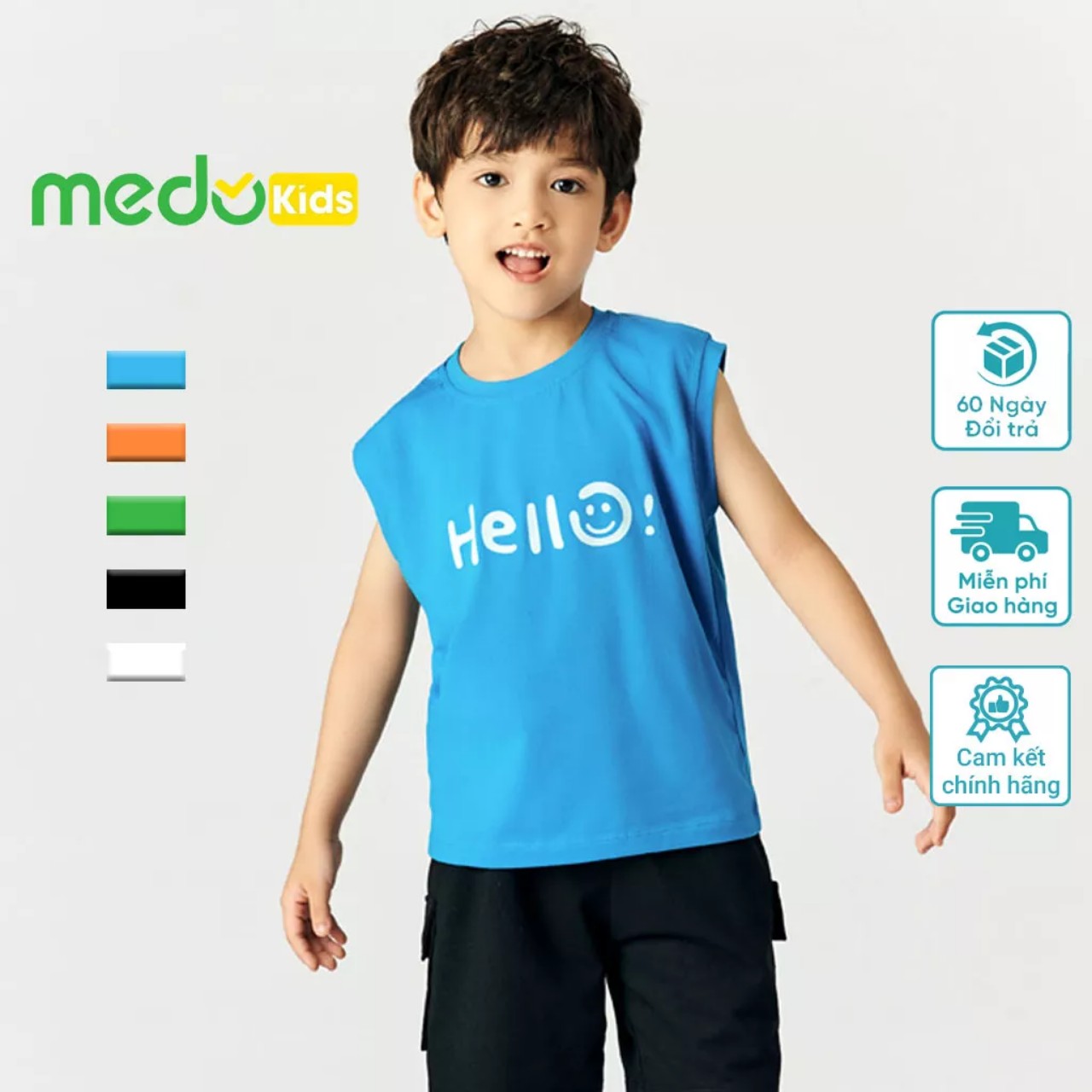 Medokids Áo ba lỗ bé trai MD10 áo thun bé trai chất liệu cotton mềm mại, co dãn , thoáng mát cho bé
