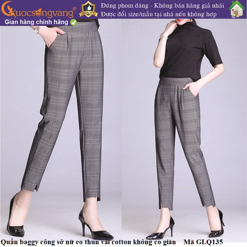 Quần baggy lưng thun quần công sở nữ sọc GLQ135 Cuocsongvang