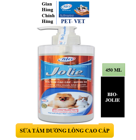 BIO-JOLIE 450ml. Sữa tắm chó mèo dưỡng lông, ngừa ve - ghẻ - nấm da