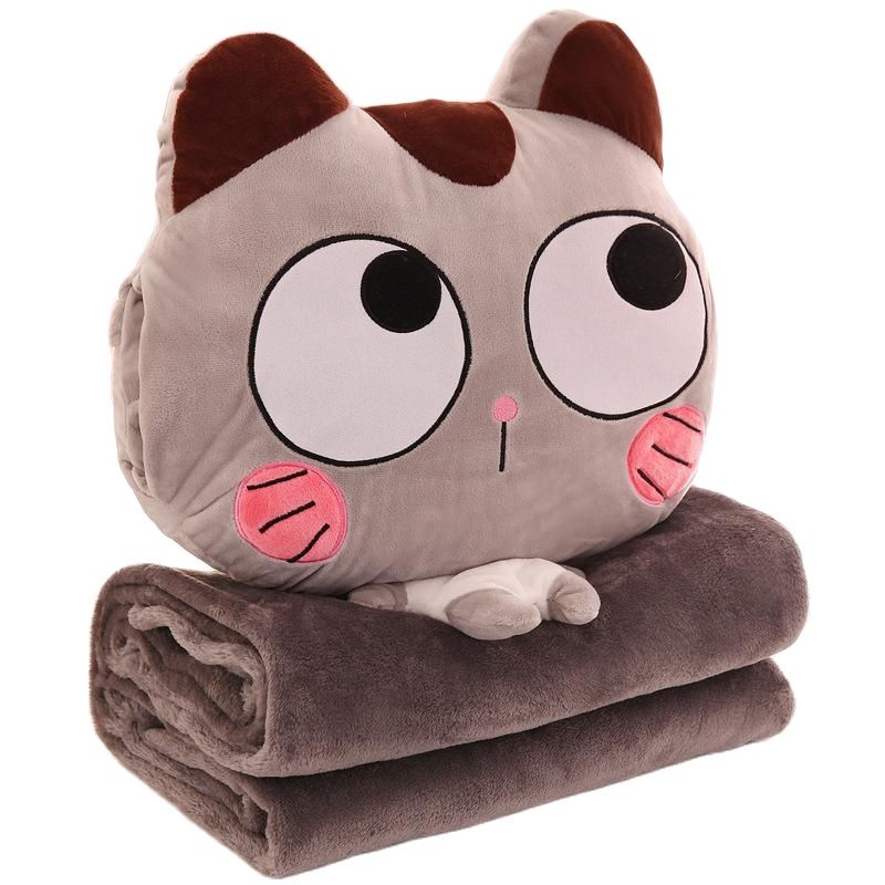 Bộ chăn gối hình mèo 2in1- Bộ chăn gối ngủ văn phòng hình mèo cute, chất nỉ ấm dài rộng-Gối chăn hình mèo dễ thương đáng yêu