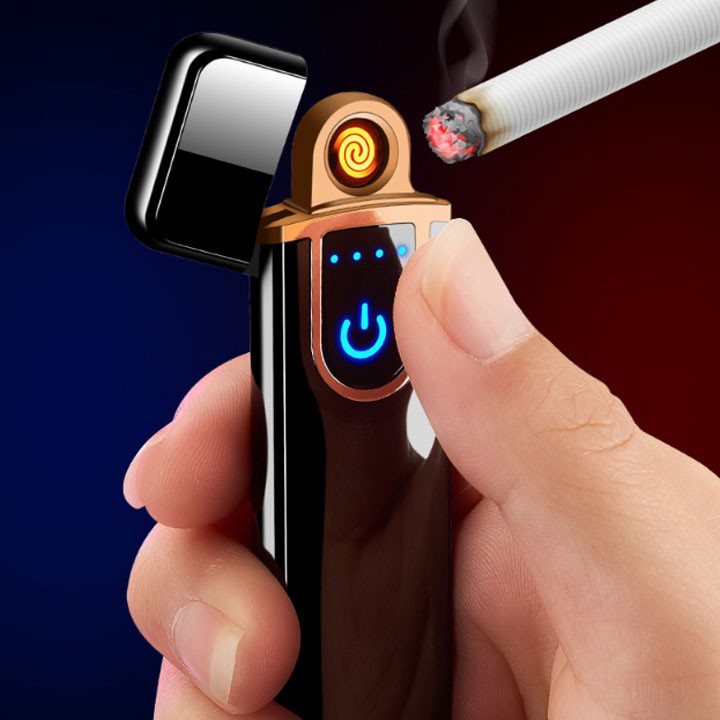 BẬT LỬA ĐIỆN CẢM ỨNG VÂN TAY TIA HỒNG NGOẠI KIM LOẠI BÓNG