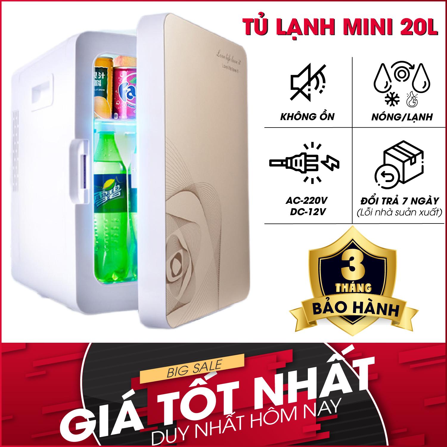 Tủ lạnh 20L - Tủ lạnh mini - Tủ lạnh 20 Lít 2 chiều nóng - lạnh nguồn vào 12v/220v-Tủ lạnh mini cho xe ô tô và hộ gia đình, tủ lạnh mini có ngăn đá, tủ lạnh mini