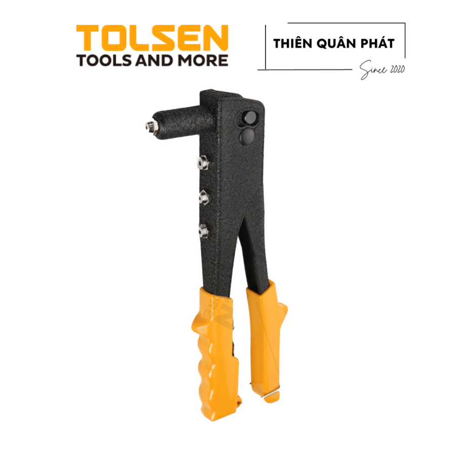 Kềm rút đinh tán chuyên dụng Tolsen 43001 làm từ hợp kim nhôm cứng cáp, có trợ lực tay, phù hợp cỡ đinh từ 2.4mm - 4.8mm