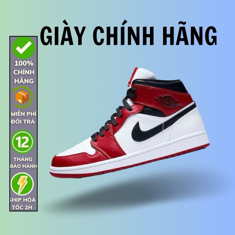 (Chính Hãng) Giày  Jordan 1 Mid Chicago 554724-173