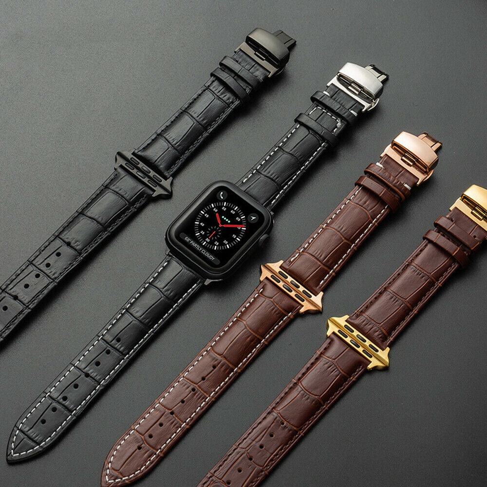 Dây đồng hồ apple watch da bồ xịn khóa bướm cực mềm cho iwatch series 3 4 5 6 7 se hermes dây apple watch da seri